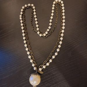 Like New Plunder Pearl & Antique Gold Long Necklace